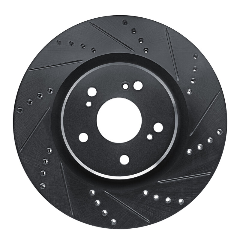 Acura RDX Brake Rotor (1) - Front Right - R1 Concepts - Drilled & Slotted - Black - `19-`25